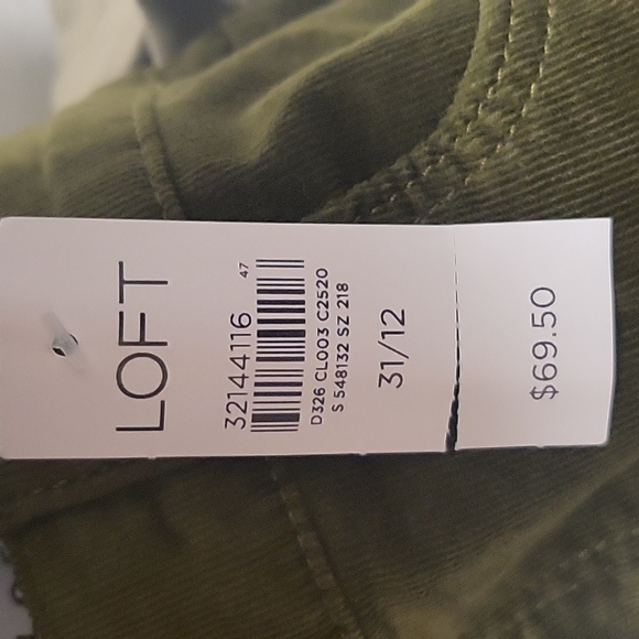 LOFT Corduroy Skinny High Rise Olive Green Pants Size 12 NWT - Picture 5 of 5